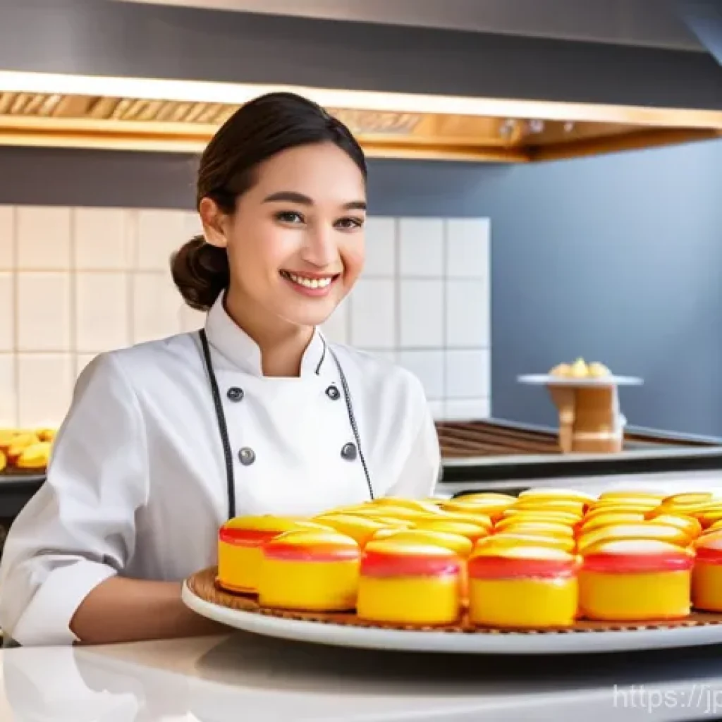 제과 자격증 시험 팁과 전략 - **Prompt:** A young, determined female patissier, mid-20s, with a warm, inspired smile, standing pro...