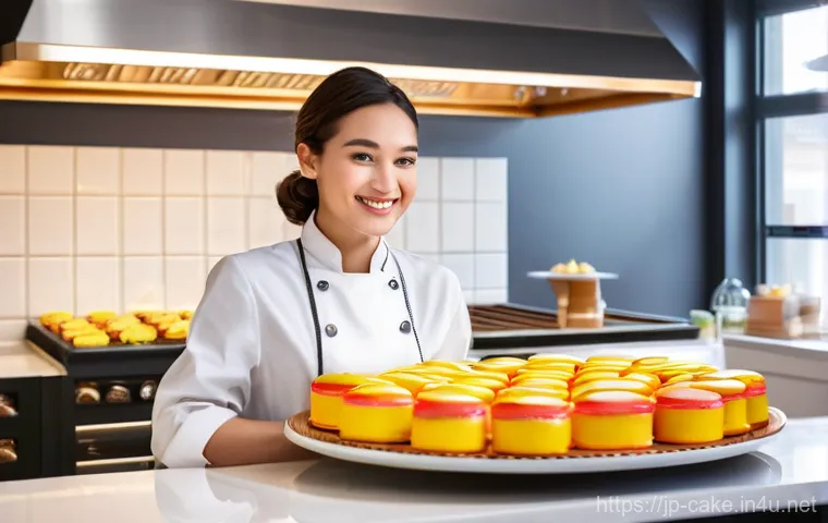 제과 자격증 시험 팁과 전략 - **Prompt:** A young, determined female patissier, mid-20s, with a warm, inspired smile, standing pro...