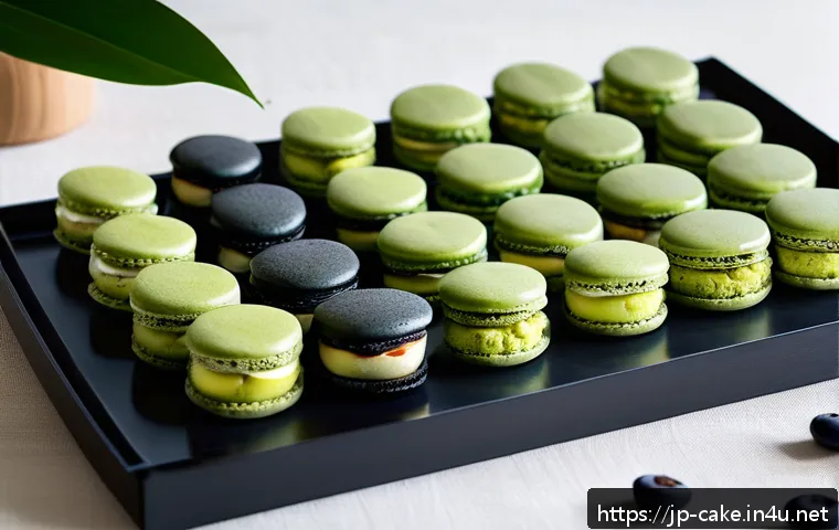 제과업계의 트렌드와 변화 - A sophisticated dessert display featuring modern Japanese confectionery crafted with plant-based ing...